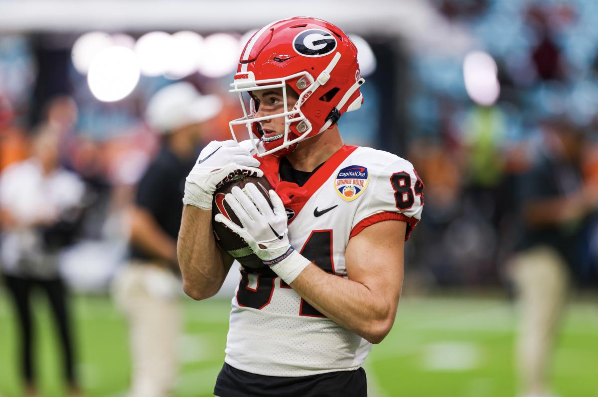 Georgia wide receiver Ladd McConkey before Georgia’s game against Florida State in the 90th Capital One Orange Bowl at Hard Rock Stadium in Miami Gardens, Fla., on Saturday, Dec. 30, 2023. (Tony Walsh/UGAAA)
